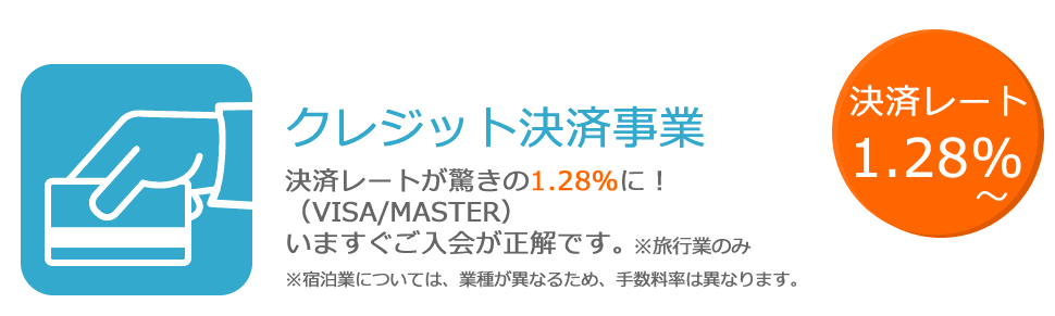 決済レート1.28％からのクレジットカード決済